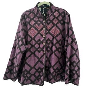 MarketPlace Handwork of India REVERSIBLE Jacket Blazer Top 2W 22-24 Boho Artsy